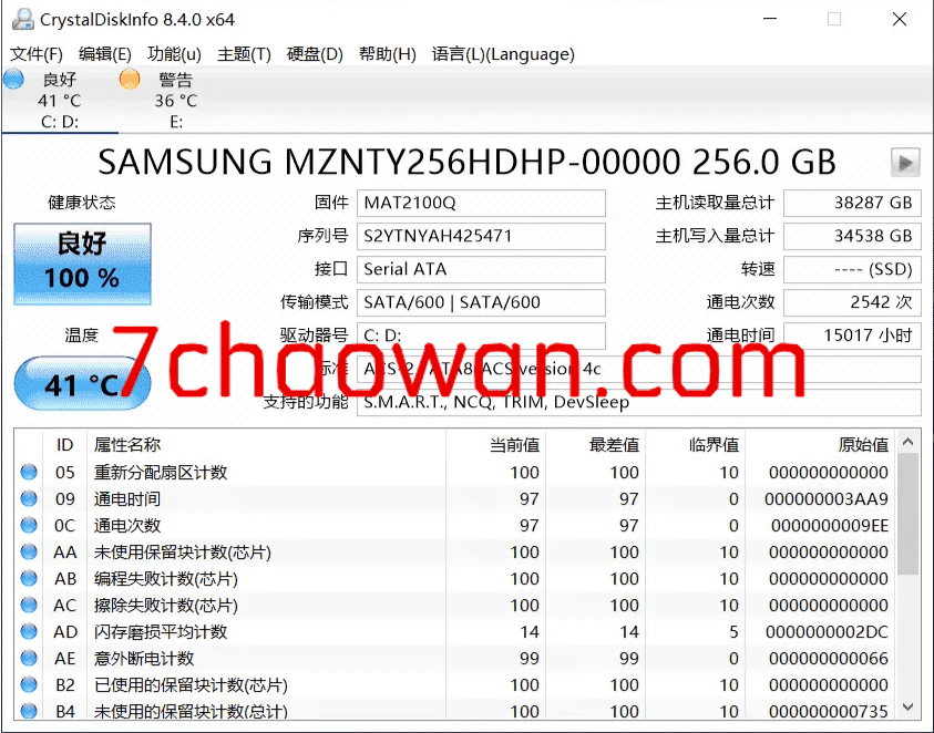 【综合工具】CrystalDiskInfo v8.14.0 硬盘检测工具 标准版&美化版-七玩网